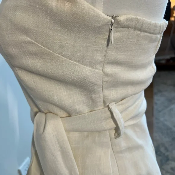 Boston Proper Belted Button Strapless Linen Dress - Picture 6 of 8